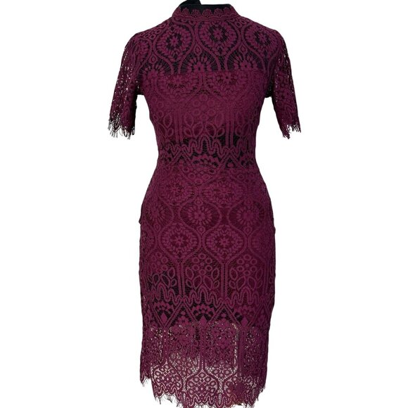 Miami XXS Burgundy Lace Bodycon Dress - Picture 1 of 5